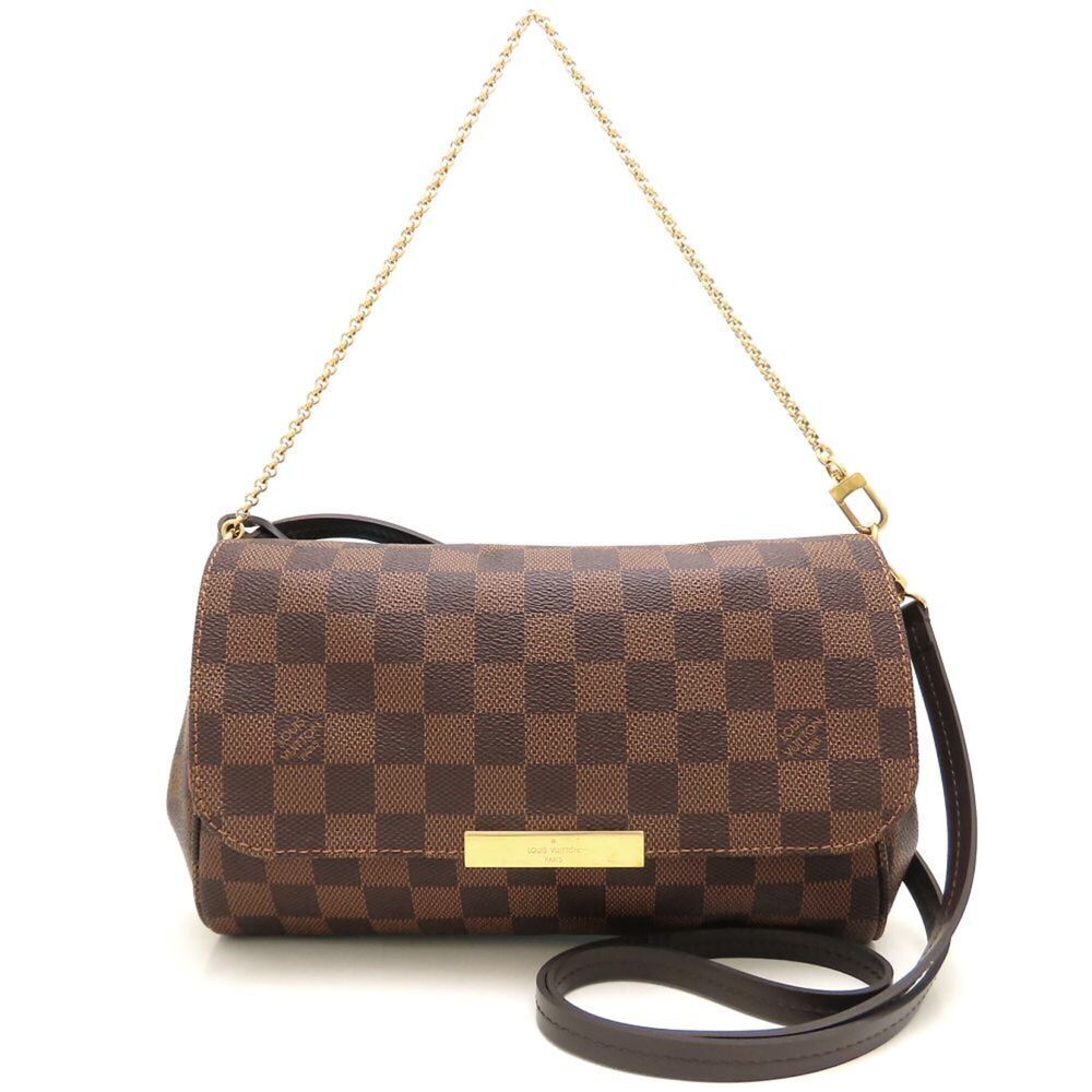 LOUIS VUITTON Damier Favorite MM N41129 Shoulder Bag, Ebene, Women's, 353561